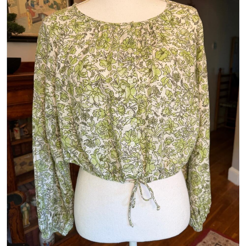 J.Crew Linen Peasant Top, Size M